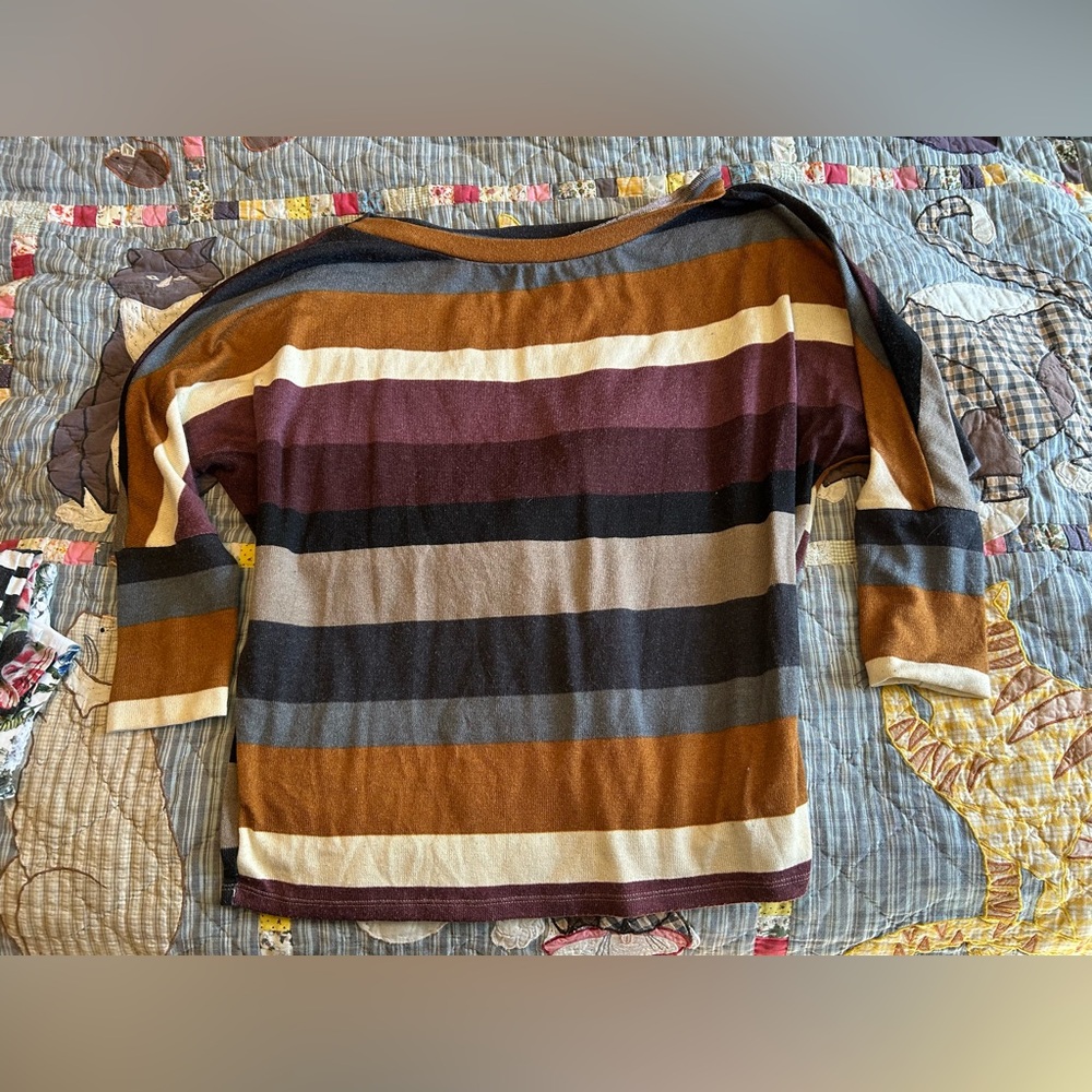 Eclipse Brown and Cream Striped Blouse